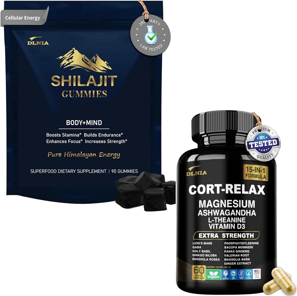 Shilajit Ashwagandha Gummies & Magnesium Climate Appendix Duo