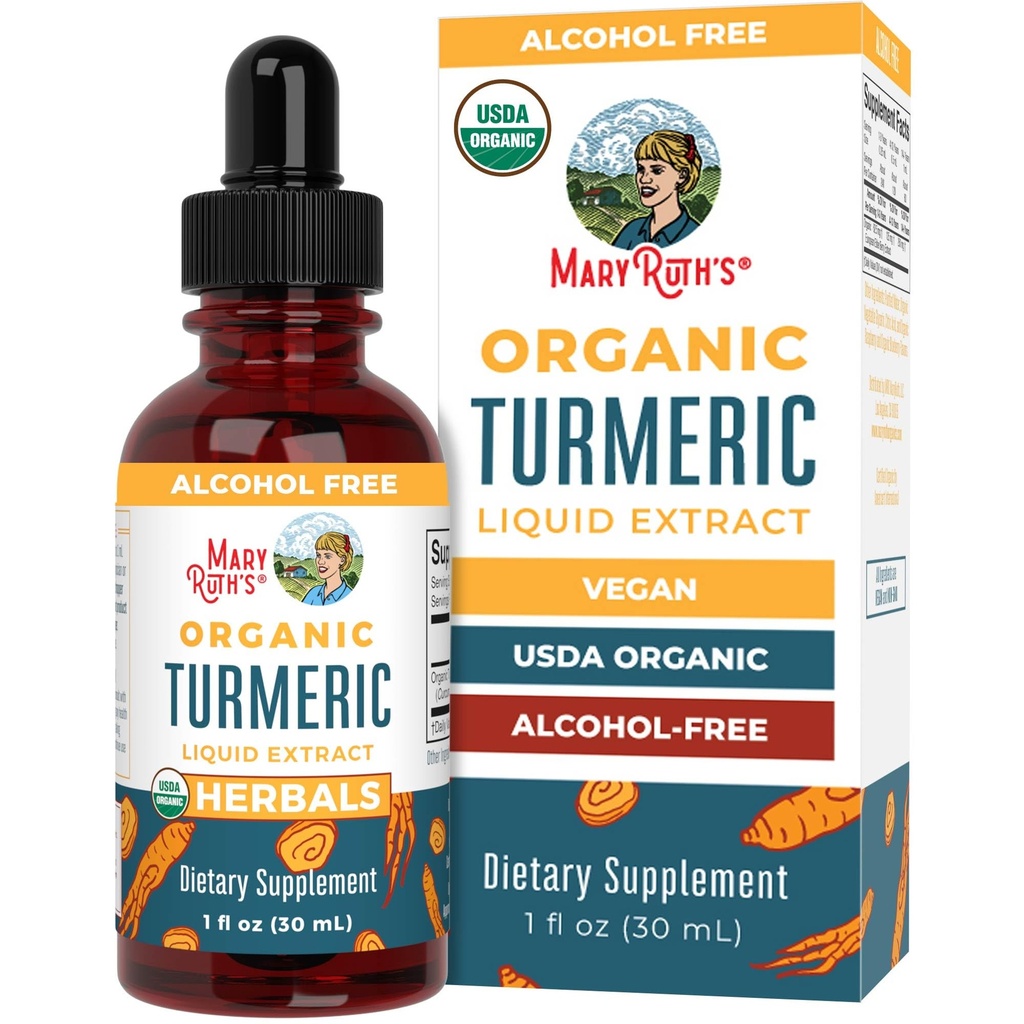 MaryRuth Organics Organic Turmeric Liquid Extract CLAS124; Sugar Free CLAS124; USDA Organic CLAS124; Organic Turmeric Supplement CLAS124; Non- GMO CLAS124; gluten Free CLAS124; Vegan CLAS124; Alkohol- Free Tincture CLAS124; 1 Fl OZ