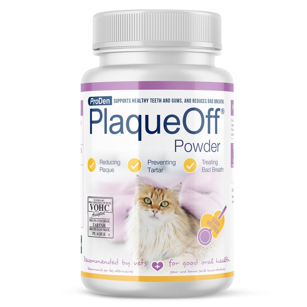 ProDen PlaqueOff Powder for Cats - Plaque & Tartar Reducer, Dech Freshener, Feline Oral Care - 40g