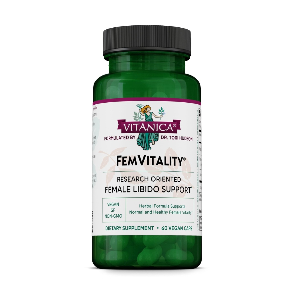 Vitanica FemVitality Libido dodatek pro ženy, přírodní žena Libido Booster pro ženy, zvyšuje Integrovaný disk, Touha a Stamina, Pomáhá Vaginální suchost, Vegan 60 Kapsle