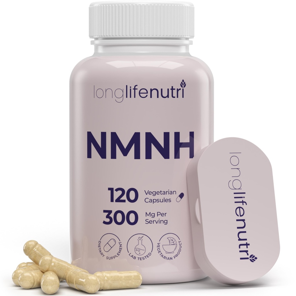 LongLifeNutri NMNH 300mg (Dihydronicotinamid Mononukleotid) - 120 Vegan Kapsle, 2- Month Supply, NMN Alternative, NAD dodatek pro energii a dlouhověkost, Lab Tested, Made in USA