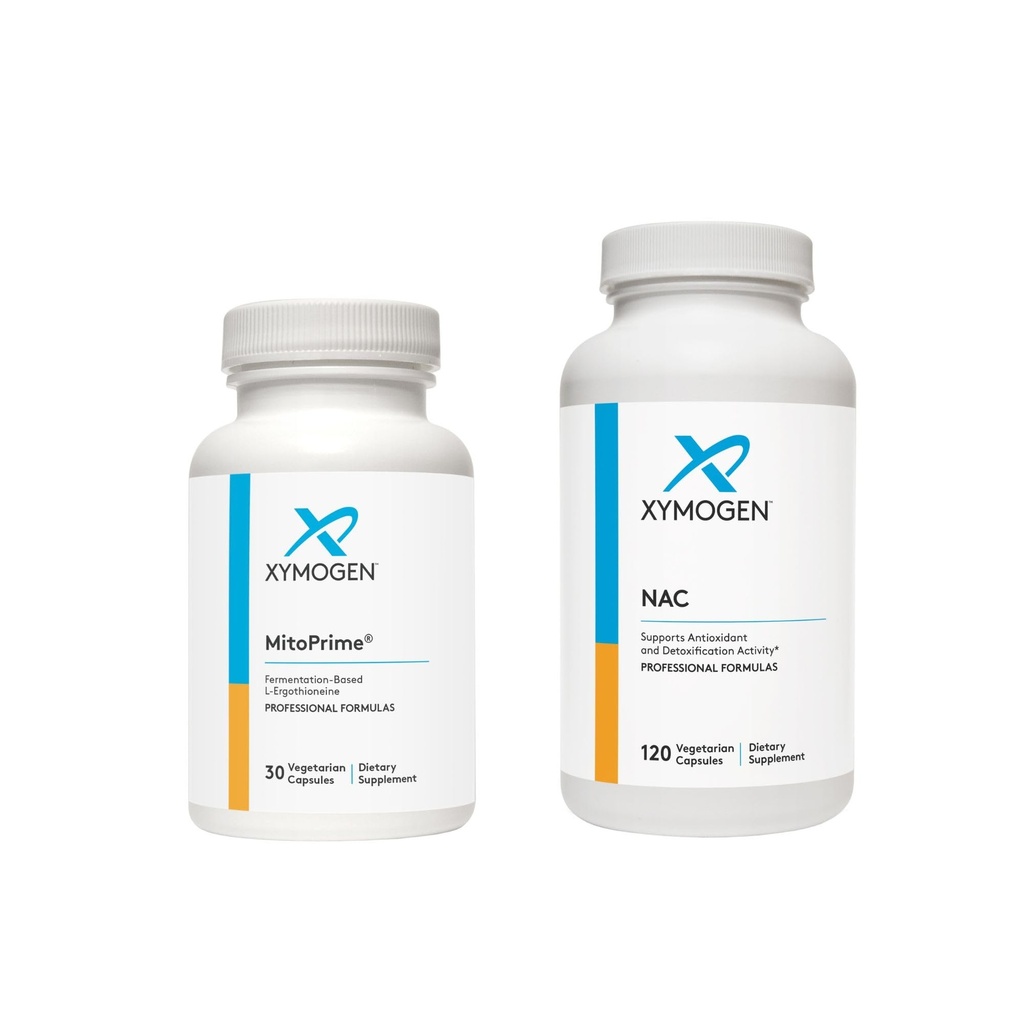 XYMOGEN MitoPrime (30 Kapsle) + NAC (120 Kapsle) 2- Product Bundle - L Ergothionein Antioxidant Supplement with 600mg N- Acetyl- Cysteine NAC Supplement