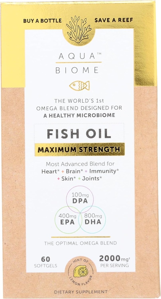 Enzymedica Aqua Biome, Maximální síla, Lemon, Omega 3 Fish Oil, 60 Softgels