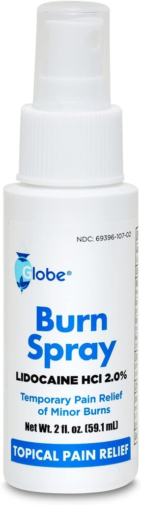 Globe Burn Spray, Lidokain 2%. Topical Anestetická bolest Relief a Numbing 2 oz sprej láhev