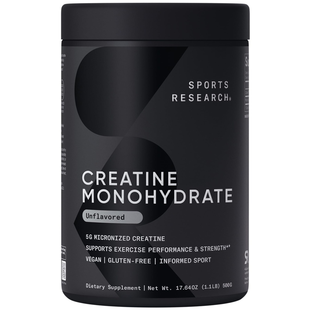 Sport Research Creatine Monohydrát - Získejte Lean Sval, Zlepšete výkon a sílu a podporu cvičení Recovery * - 5 g Mikronizované Creatine - 17.64 oz