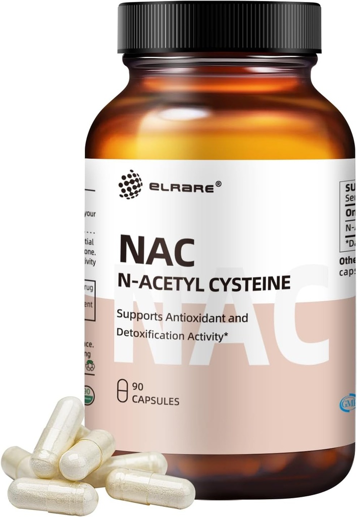 N- Acetyl- L- cystein (NAC) Dodatek 450mg, Antioxidant, Promotes Játra & Ledviny Detox, Podporuje Respirační zdraví a imunitní funkce, 90 Kapsle