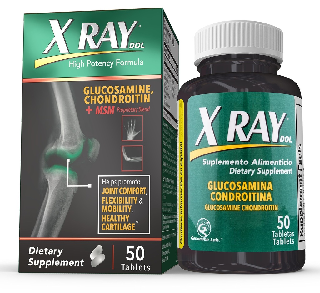X Ray High Potency Joint Health dodatek, s Glucosamine 1500mg, Chondroitin 300mg, MSM 120 mg, podporuje zdravé klouby, kosti & chrupavka - 50 Počet