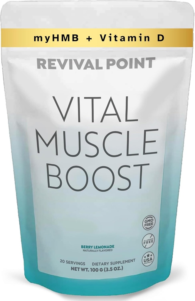 Vitální Muscle Boost - Premium myHMB a vitamin D3 dodatek pro adults - Patentovaný HMB prášek 3000mg- pro zdravé svaly, energie a vibrační aktivní život - podporuje proteinové syntézy a sílu