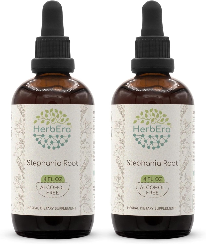 HerbEra Stephania Root B120 (2ks) Alkohol- Free Bylinný extrakt tinktura, Koncentrované kapalné kapky přírodní Stephania Root (Stephania Tetrandra) Sušená kořenová (2x4 fl oz)