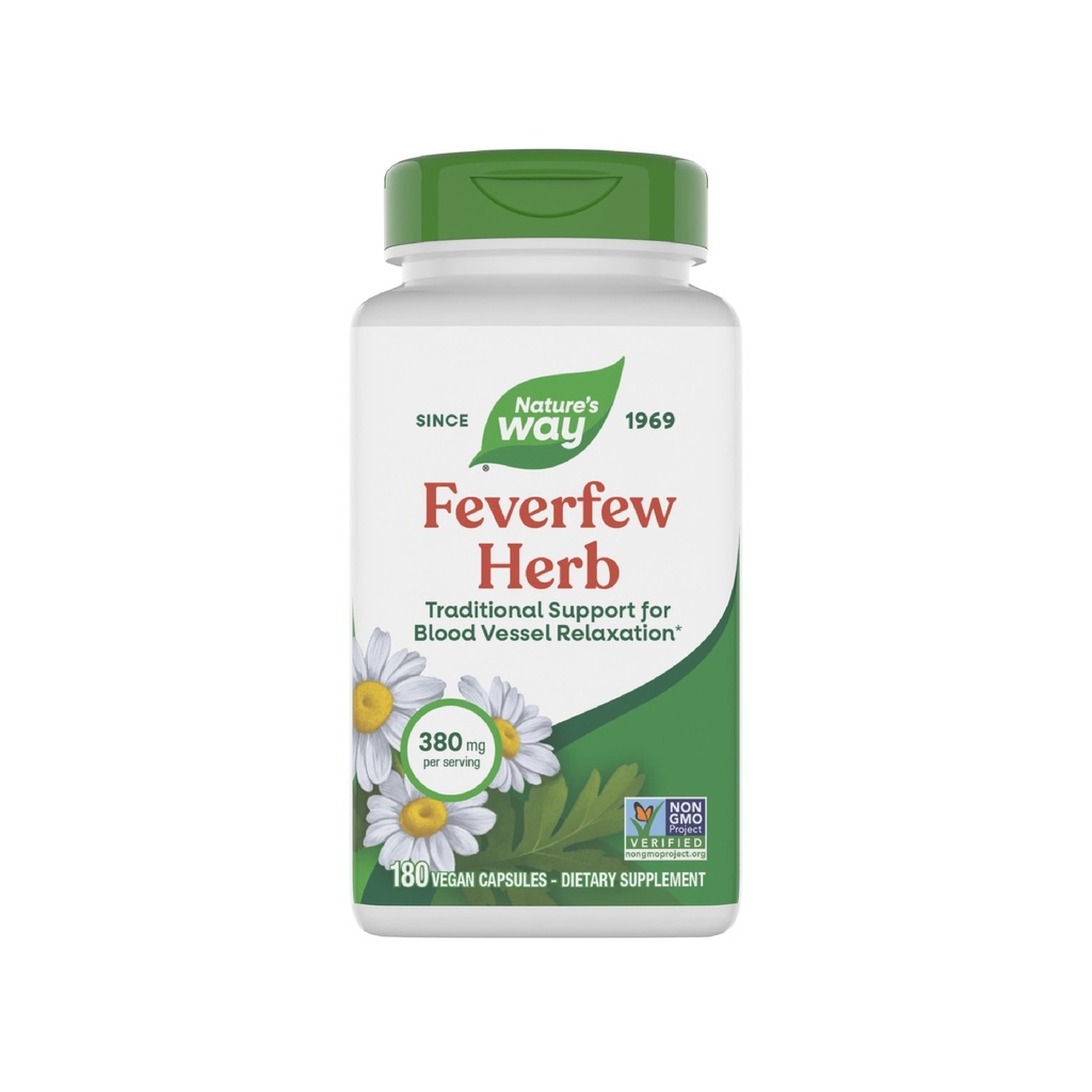 Nature 's Way Feverwest Herb, Tradiční podpora pro uvolnění krevních plavidel *, 380 mg na servírování, non-GMO projekt ověřen, 180 Vegan Feverwear Kapsle (Balení květen Vary)