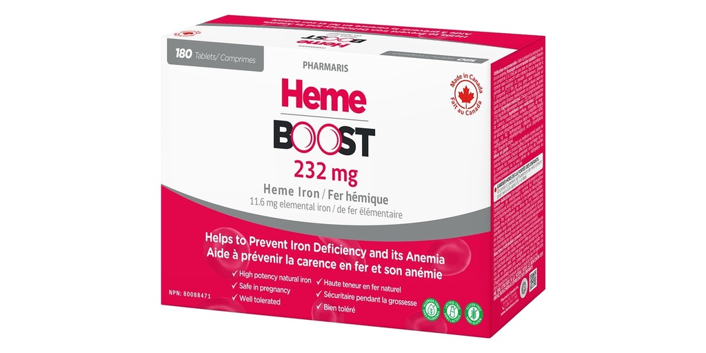 Hemeboost 11, 6mg (232mg Heme Iron) I 180 Tablety CLAS124; High potency Natural Iron Supplement I High Absorption & Gentle on Stomach I Iron Pills for Dospělí & Safe for Use in Těhotenství (3)