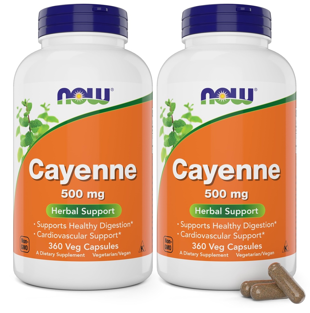 Nyní Cayenne (Capsicum annuum) 500 mg, 360 Veg Kapsle (Balení po 2)