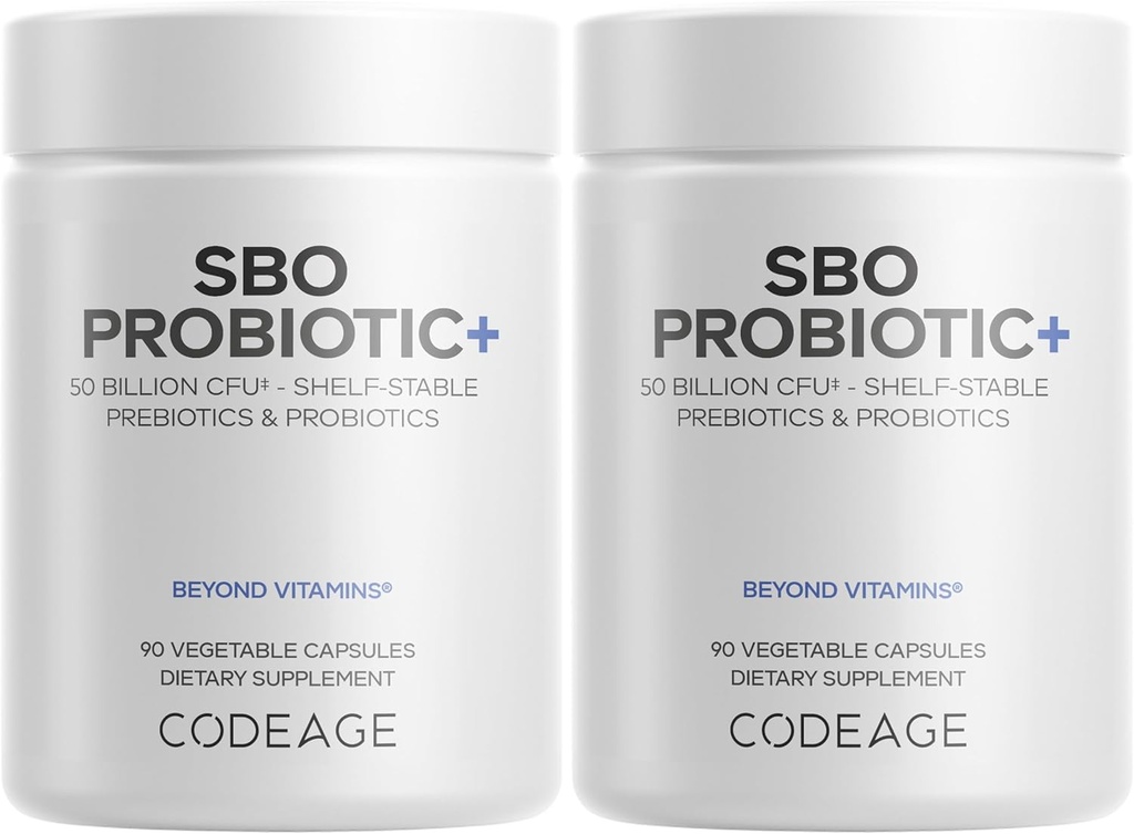 Probiotika Codeage SBO, 50 miliard CFU per serving, multi Strein Soil Based Organisments Blend and Organic Fermented Botanical Blend, Shelf- Stable - 2 Pack