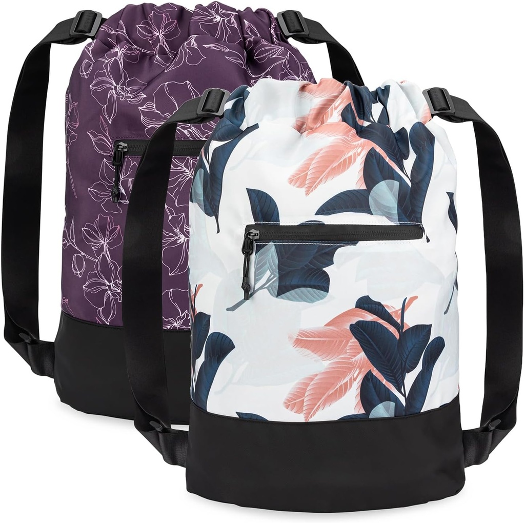 [2-Pack] Flex Cinch Drawstring Gym Bag pro ženy s grafickými vzory 124; Durable Lehké Gym Cinch sáčky 124; Great for Gym Bag, Traveling, and Overnights