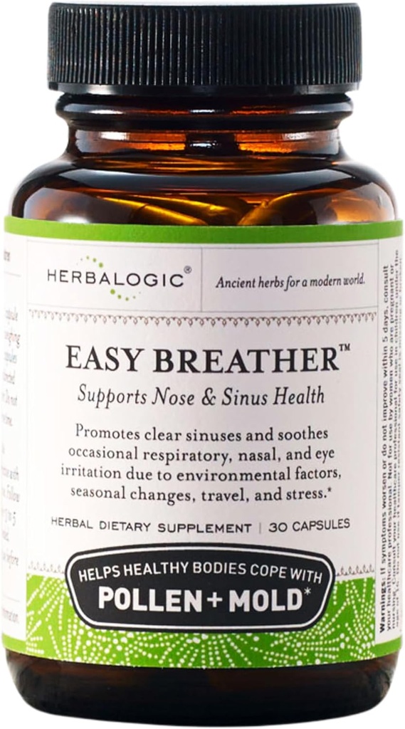 Herbalogika - Easy Breather Herb Kapsle - Podporuje Nose & Sinus zdraví - Pomáhá zdravým tělům Cope s Pollen & Mold - Na základě tradiční čínské Formule Yu Ping Fang San - 30 Cap Count