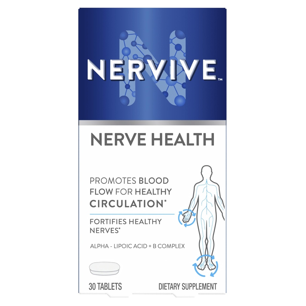 Nervive Nerve Zdraví, Kyselina alfa, Pevnost Nerve Zdraví, Zdravá Nerve Funkce, Zdravý krevní oběh, Dodatek, Tablet, 30 Tablet