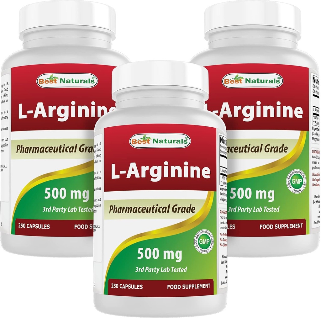 Nejlepší Naturals L- Arginine 500 mg 250 Kapsle (250 Počet (balení po 3))