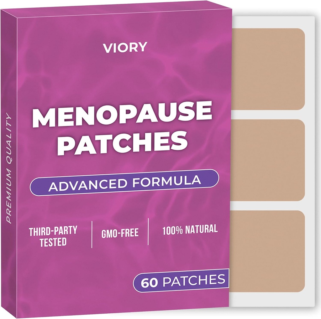 Menopauza Relief Patches (Pack of 60) - 100% přírodní Patch - s Biotin, D, Kurkumin kurkumin, B12 - Vylepšený vzorec