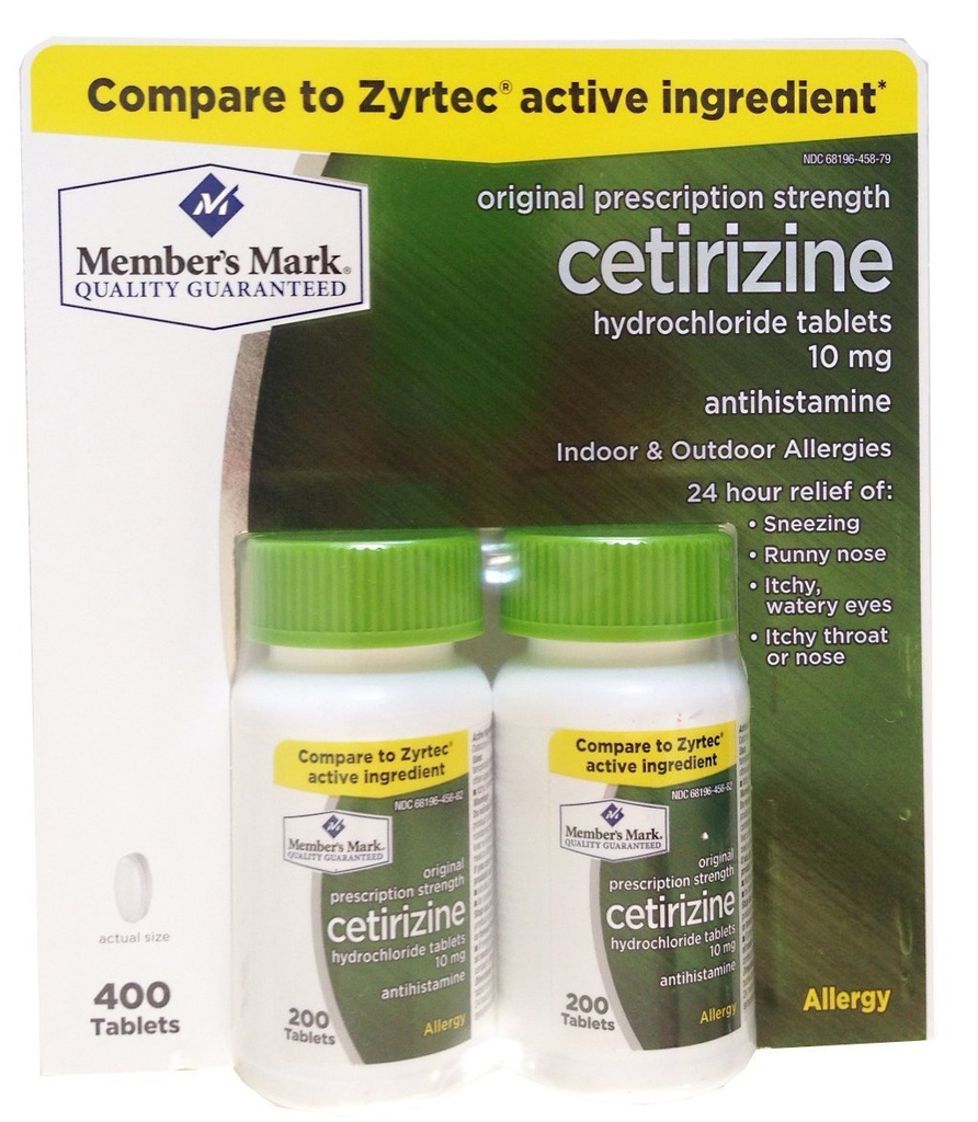 Člen Mark dříve známý jako jednoduše správné Cetirizin Hydrochloride Allergy Tablety, 10 mg -400 Počítej.