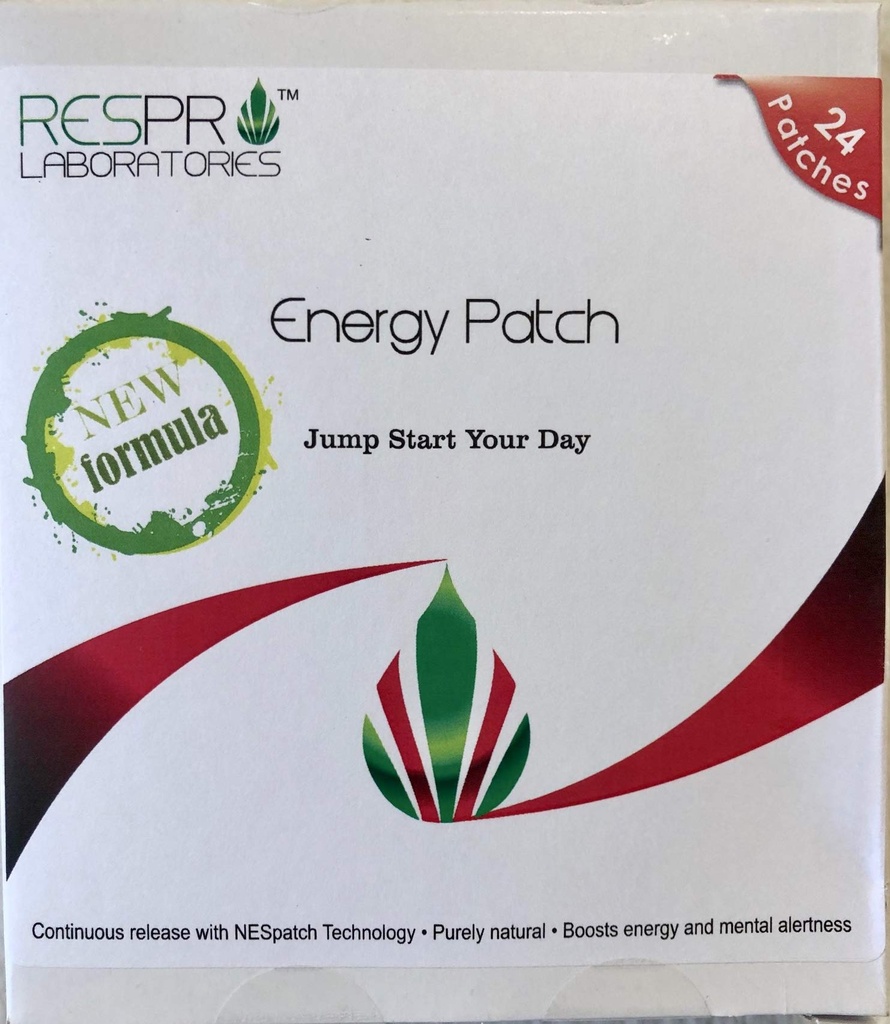 Respro Labs Nová energetická Patch s B12, přírodní guarana, a Black Pepper, Continuous Release - 24 Záplaty