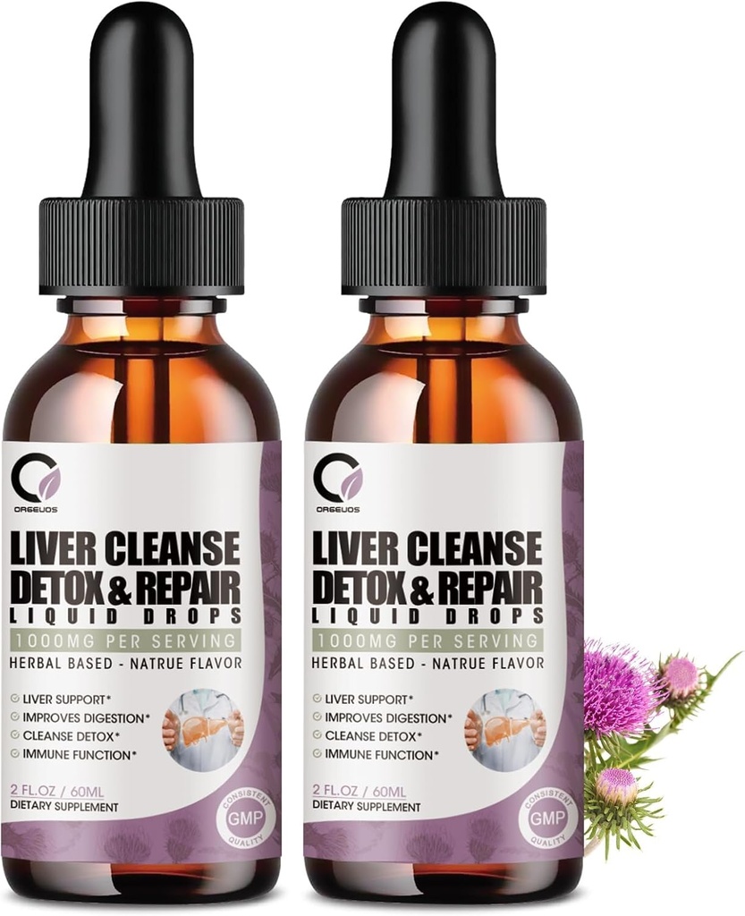 4 Fl Oz - Játra čisticí detox a opravy kapalné kapky - 1000mg Mléko Thistle Extract Drops dodatek pro vyčištění a detox jater, antioxidant, stravitelná podpora