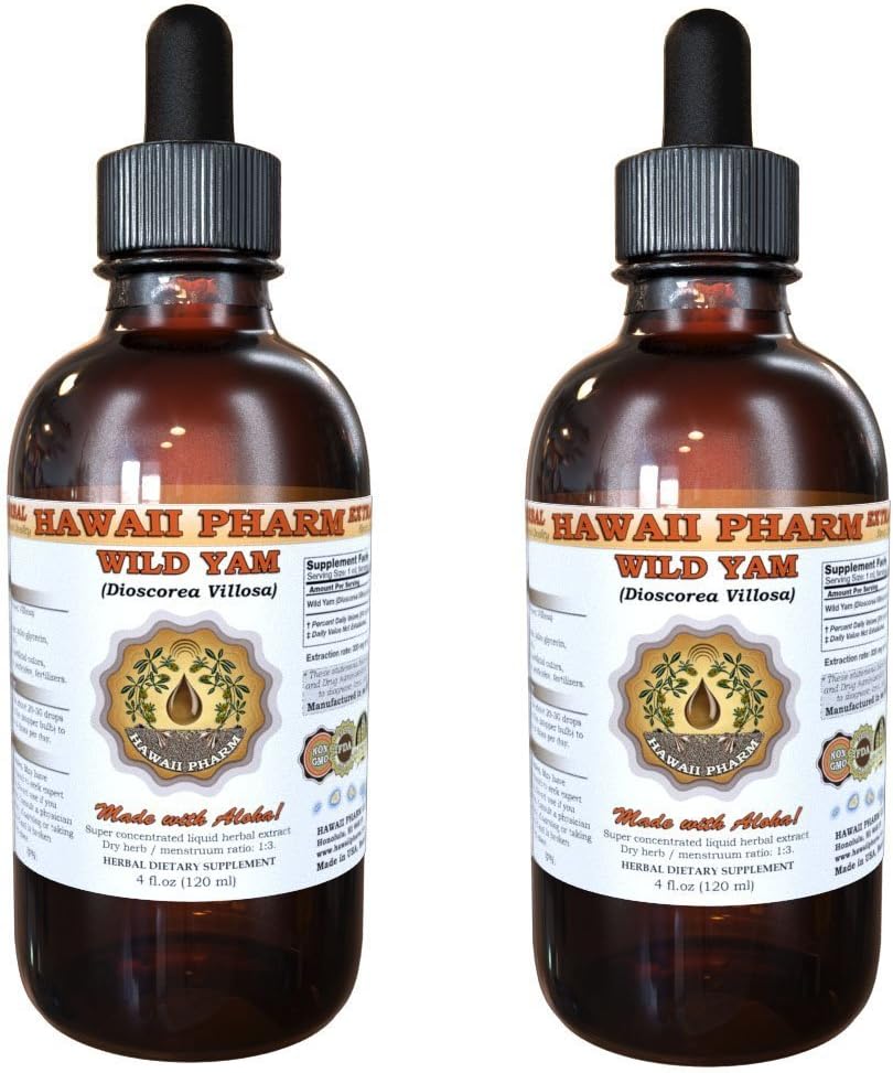 Wild Yam Liquid Extract, Wild Yam (Dioscorea Villosa) tinktura, Bylinný dodatek, Hawaii Pharm, Made in USA, 2x2 fl.oz