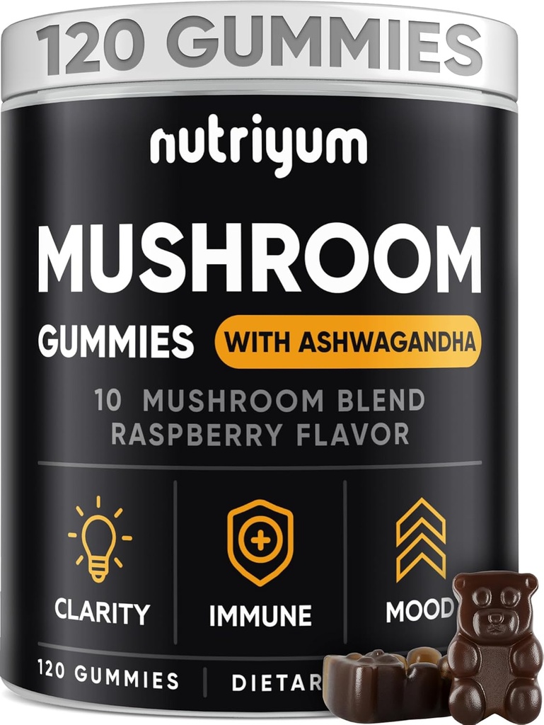 Houbové žampiony 10 Směs 120 ks - Lions Mane, Ashwagandha, Turecko Tail, Cordyceps, Chaga, Reishi Houba Complex - Houbový dodatek pro imunitu, energii, Clarity & Cognitive