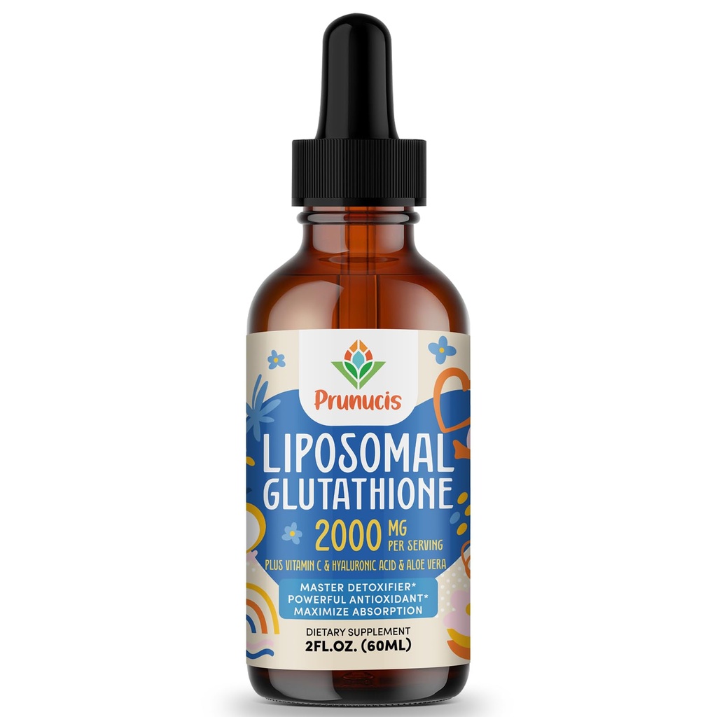 2000MG Lipozomální Glutathione Liquid, 98% Absorpce, Aktivní forma L-Glutathione dodatek, Vegan Friendly, Výkonný antioxidační komplex pro imunitní systém, Stárnutí obrany, Detox, 2 FL.OZ
