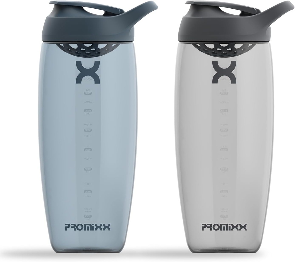 Promixx Pursuit protein Shaker Bottle (32 oz) - Silent No-Ball Mixer, Leak-Proof Lid, BPA / BPS & Phtalate-Free ECOZEN - Easy- Clean Shaker Cup for Protein Shakes, Pre & Post- Workout Smoothies