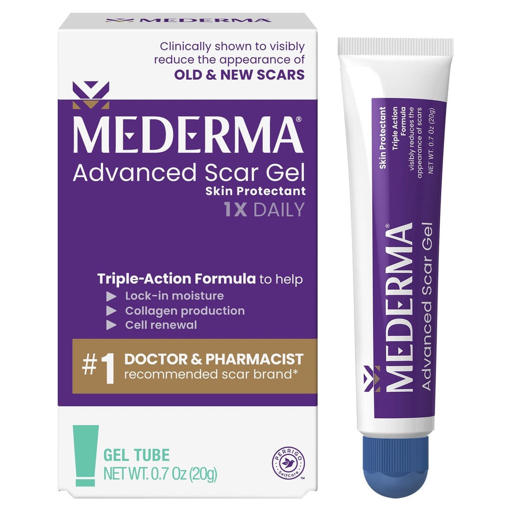 Mederma Advanced Scar Gel - Léčba starých a nových Jizvy, Snížení vzhledu Jizvy z Acne, Chirurgie, Burns, Zranění & Stretch Marks, 0.70 Oz (20g)