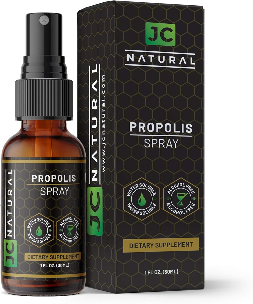 Propolis Krční sprej - Voda rozpustný, alkohol zdarma. Přírodní imunitní podpora. Fights Harmful Organisments, Powerful Antioxidant- 1 fl oz (30ml) by JC Natural x CGM Labs