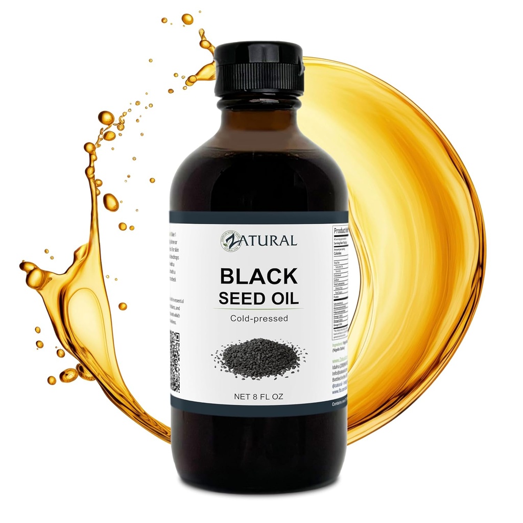Zatural Black Seed Oil Nigella Sativa Cold Pressed Cumin Oil Digestion, Skin, Brain, Imunite, Joints & More (8 Fl Oz)