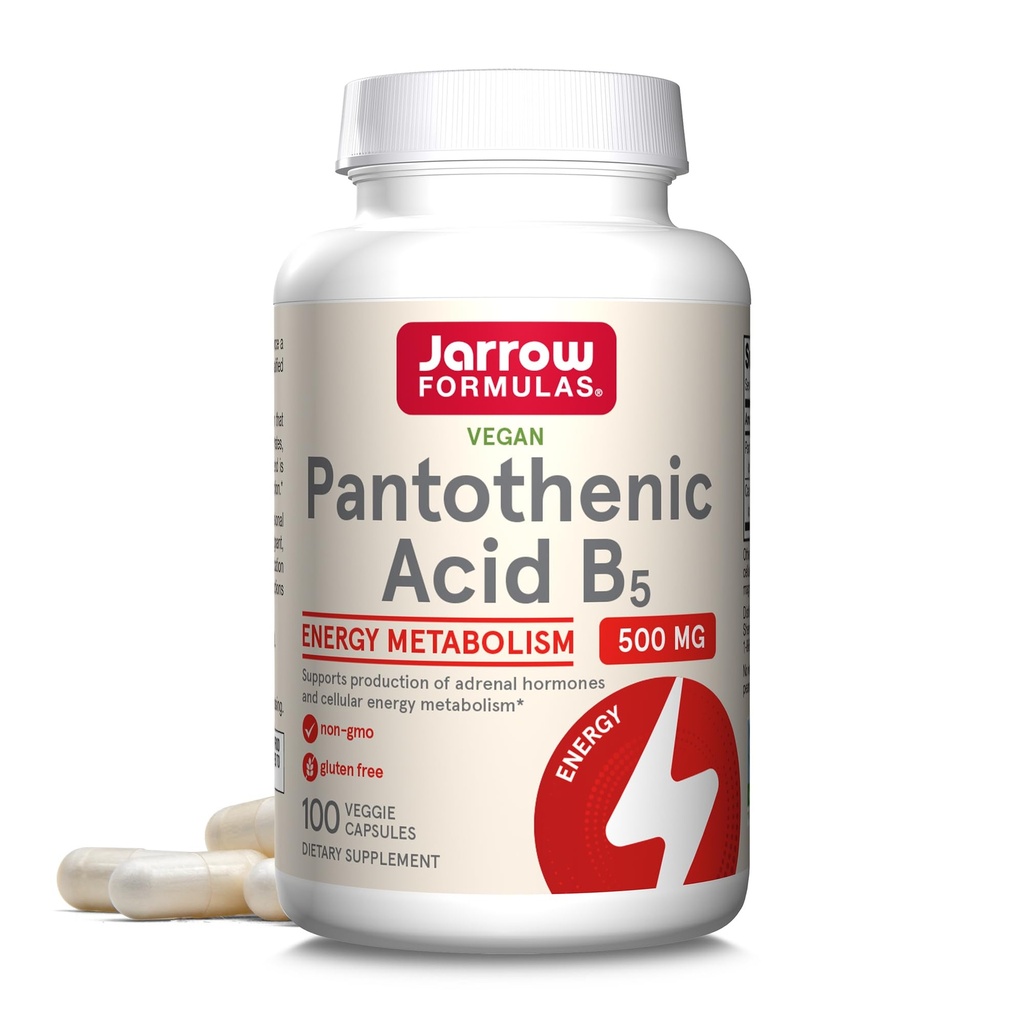 Jarrow Dispersas Pantothenic Acid B5 500 mg - 100 Veggie Caps - Esenciální vitamín B - Podpora výroby a metabolismu energie - 100 Služeb