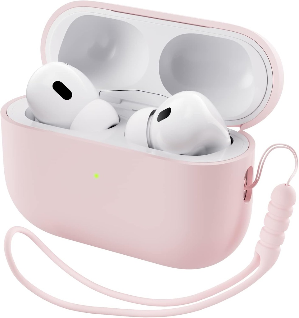 ORNARTO Kompatibilní s AirPods Pro 2 Case 2022, Full Protection Hybrid Silicone for AirPods Pro 2nd Generation Case, Front LED Visible Skin Cover- Pink