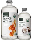 Natural Force Organic Pure C8 + Organic Full Spectrum MCT Olej - USDA Organic, Non GMO, 100% čisté kokosové MCTs - Keto, Paleo, Vegan a Kosher - 32 Oz & 16 Oz skleněné láhve