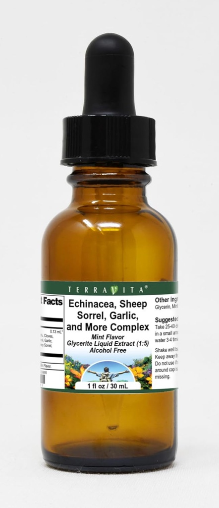 Terravita Echinacea, Sheep Sorrel, Česnek, a více komplexní glyceritový tekutý extrakt (1: 5) - Mátová ochucená (1 oz, ZIN: 523695)