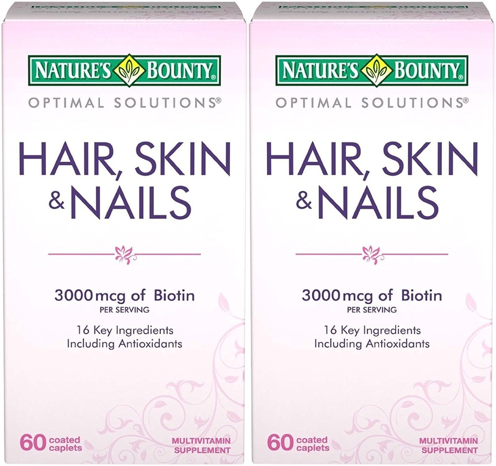 Nature 's Bounty Optimal Solutions Hair, Skin & Nails Formule, 120 Coated Caplet (2 x 60 Počet)