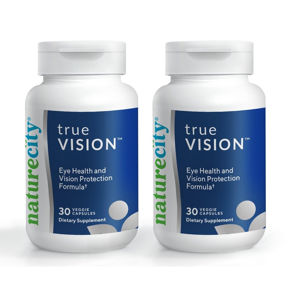 NatureCity True- Vision Eye Health Supplement - Plant- Based Lutein and Zeaxanthin with High Potency Saffron 20mg - Blue Light Protection, Support Central and Night Vision (60 Veggie Kapsle)