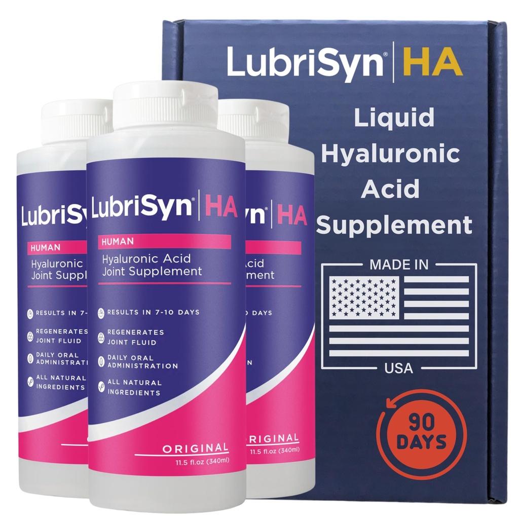 Lubrisyn Hyaluronic Acid Oral Joint Supplement - Liquid HA Formule pro lidi - Podporuje společnou podporu, mobilitu, flexibilitu, hydrataci a zdravou funkci pro muže a ženy - Original 3 x 11.5oz