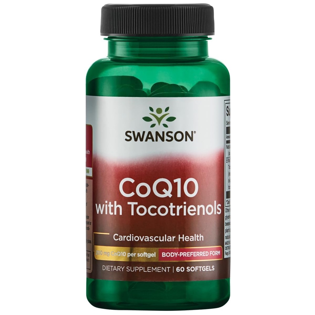Swanson Coq10 200 miligramů w / 20 miligramů Tocotrienols 200 miligramů 60 Sgels