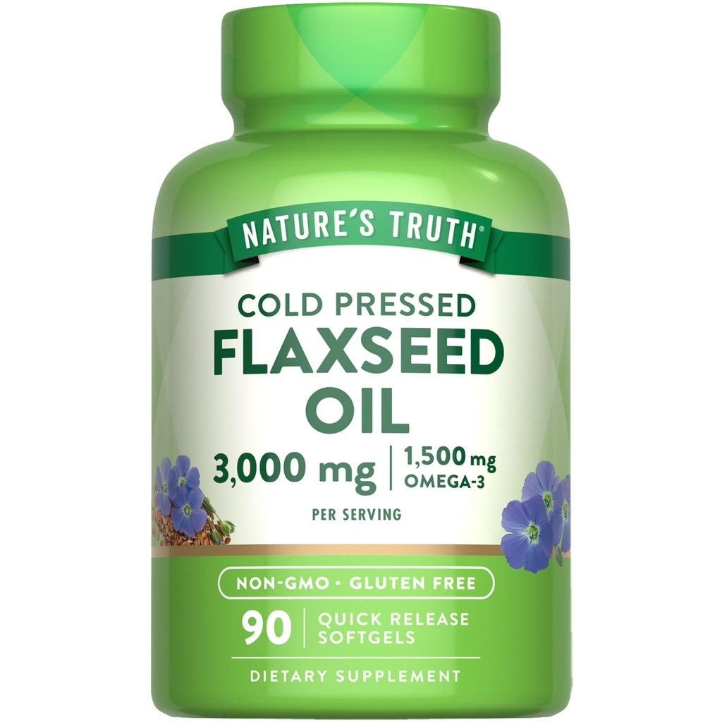 Nature 's Truth Flaxseed Oil Softgels 124; 90 hrabě 124; Cold Pressed, Non-GMO & gluten zdarma dodatek