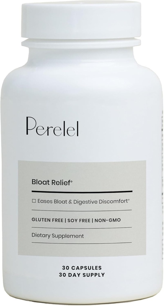 Perelel Digestivní Zdraví Dodatek s Organic Ginger, Lemon Balm, & Fennel, na podporu Gut zdraví a stravitelné Comfort, Botanický dodatek pro ženy a muže, Soy, Mléčné a gluten zdarma, 30 pilulky