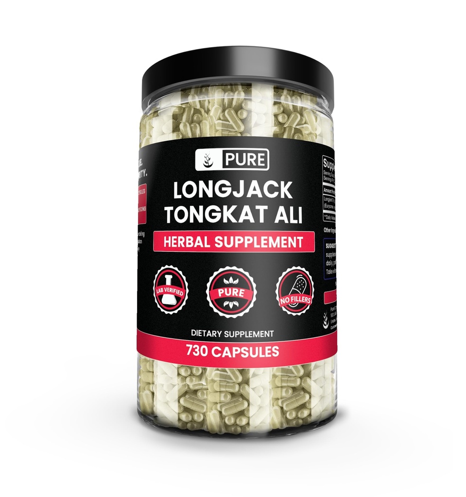 Čisté Původní ingredience Longjack (Tongkat Ali) (730 Kapsle) Ne hořčík nebo rýžové plnidla, Vždy čisté, Laboratorní ověřené