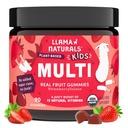 Llama Naturals Kids Multivitamin Gummies, Vegan, Organic with Vitamin D, C & K, Toddler Real Fruit Gummy Vitamíny, Žvýkací dodatek, Celé jídlo Multivitamin, No Added Sugar Cane, Jahoda, 90 Ct