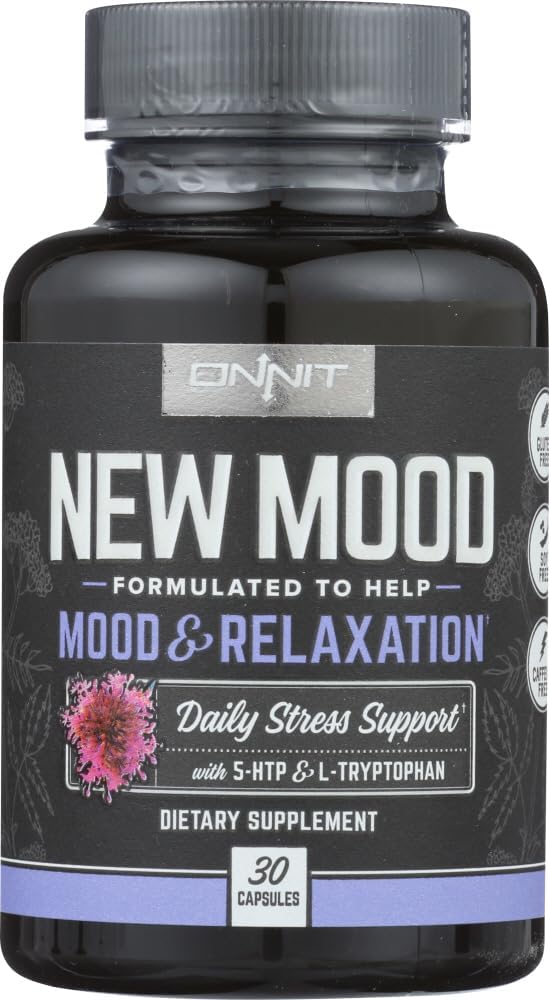 Onnit New Mood Dietní dodatek, nálada a relaxace, Denní podpora stresu, Lepek zdarma, 30 Kapsle