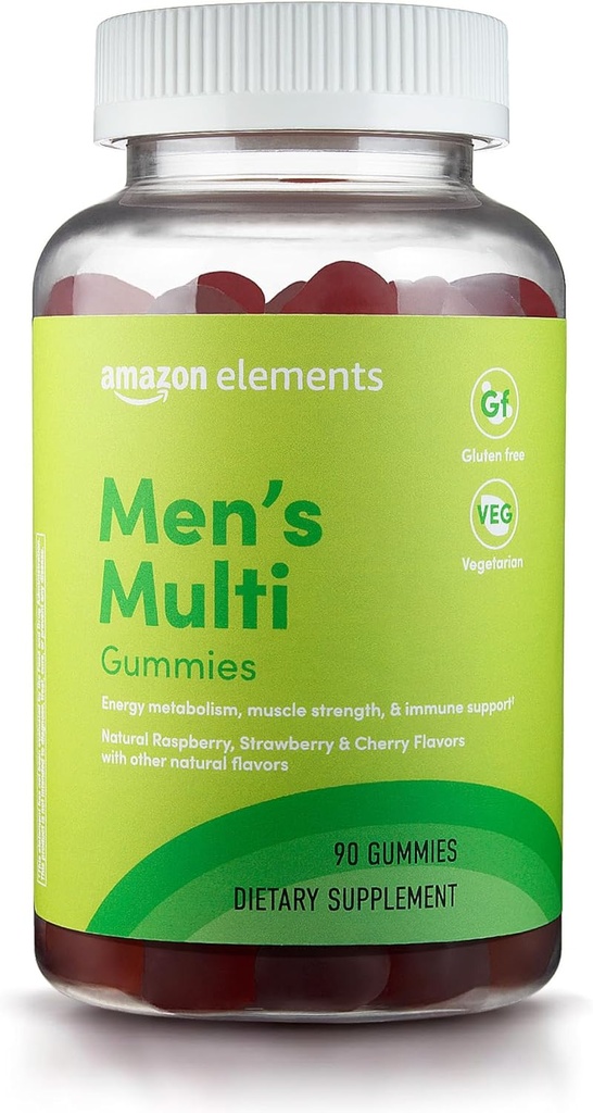 Prvky - Men 's Organic Multivitamin, 90 Gummies (3 Gummies per Serving), Vegetarian, Gluten free, Certified Organic (Dříve Revly)