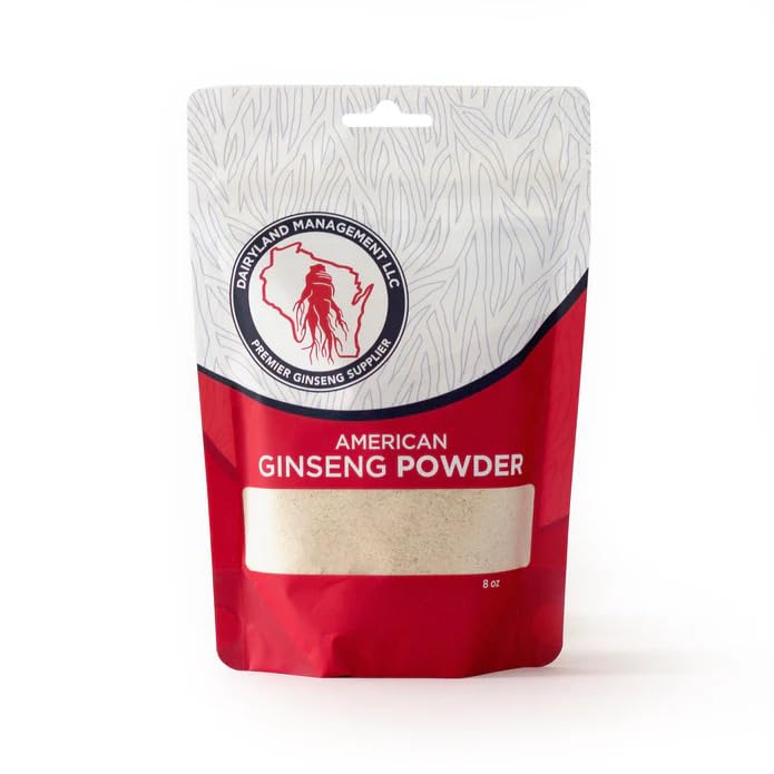 Dairyland Koncentrovaný americký ženšen Powder sylvania - 8 oz balení Wisconsin Ginseng Powder - Non-GMO, gluten Free - Bylinný dodatek pro smoothie, pečení, čaj