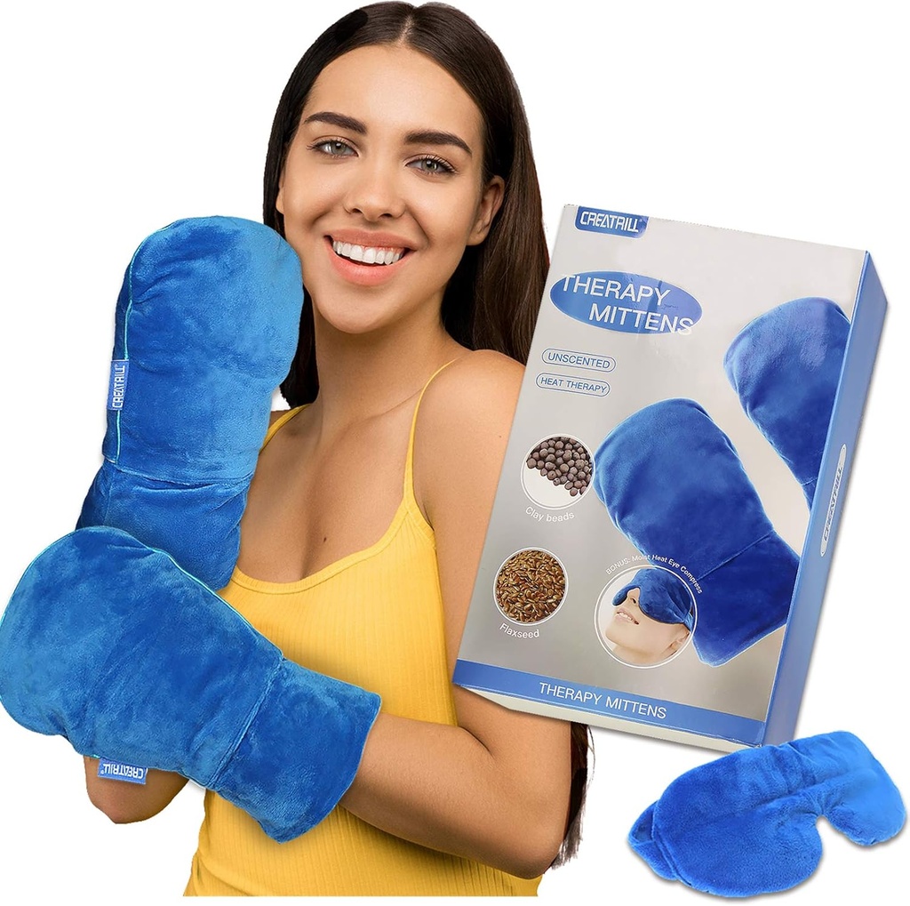 CREATRILL mikrowavable terapie koťata přírodní nevoňavé rukavice Moist Heat terapie pro Raynauds Artritis prsty bolest úleva