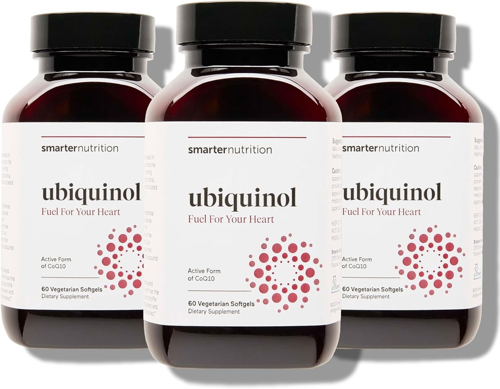 SMARTERNUTION Ubiquinol 100mg + přírodní Plant- based Complete Omega 3 6 9 - Klinicky studovaný Ahiflower ® Oil - Ultra Absorpce CoQ10 pro podporu srdce - Non- GMO - 180 Softgels [90- Day Supply]