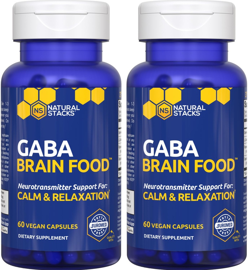 GABA Brain Food - GaBA dodatek s L- Citrulline & Grape Seed Extract - Podporuje klid a relaxaci - Noční spánková pomoc - Podporuje výrobu gama aminobutyrické kyseliny - 120 L- Citrulline Kapsle
